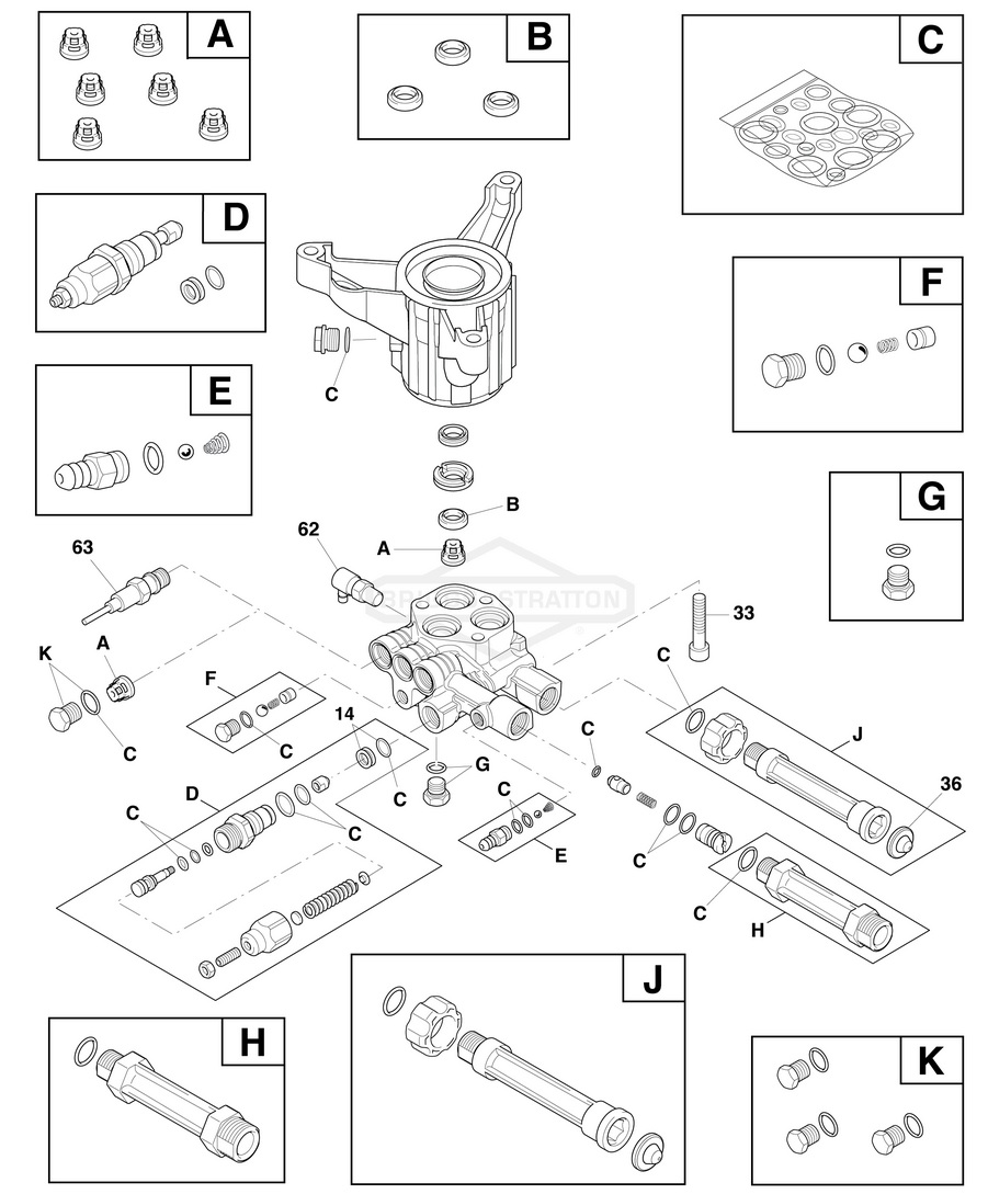 Briggs Elite series pressure washer model 020462 replacement pump parts